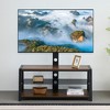 Wooden Storage TV Stand with Black Tempered Glass, Height Adjustable and Universal Swivel Entertainment Center, Rustic Brown - 2 of 4