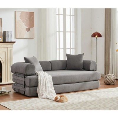 NicBex Oversized Upholstered Floor Sofa Bed with Convertible Folding Design,2-Seater Futon Couch Sleeper Sofa for Living Room,Bedroom