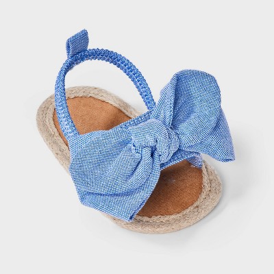 Baby Girls' Chambray Bow Ankle Strap Sandals - Cat & Jack™ Blue