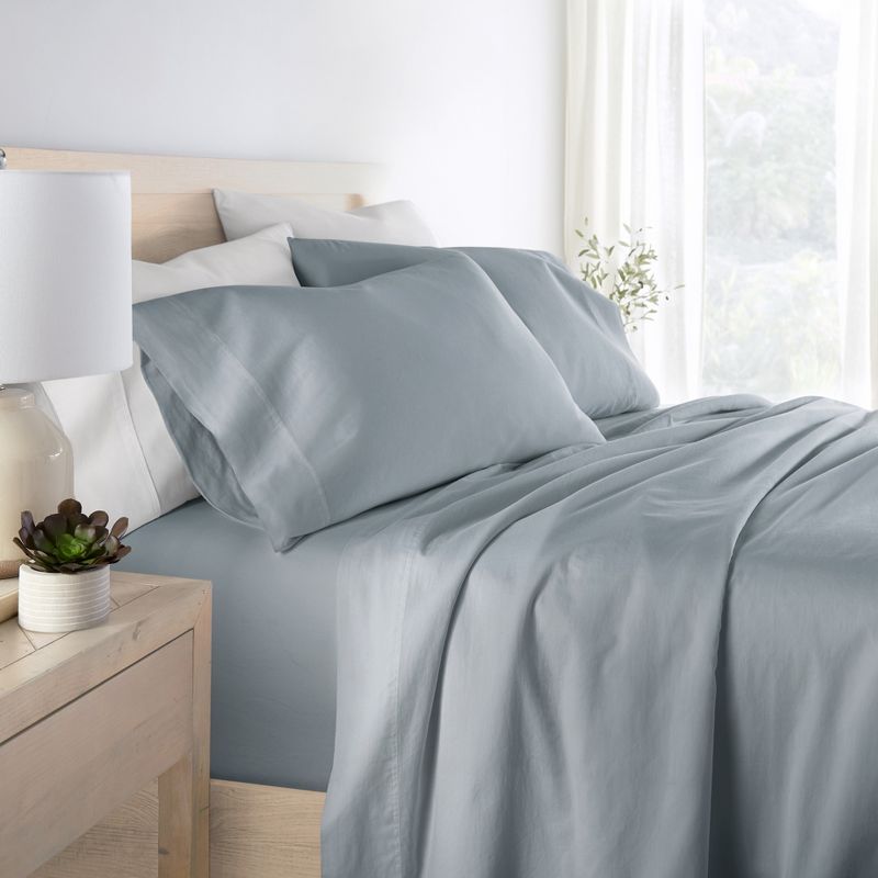 300 Thread Count 100% Cotton 4 Piece Solid Sheet Set Sateen Weave - Becky Cameron, 3 of 14