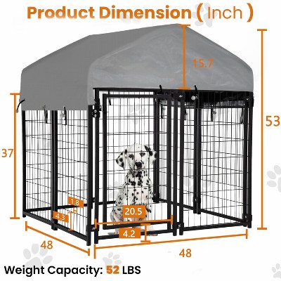 Black Heavy Duty Welded Wire Outdoor Dog Kennel with Waterproof Canopy
