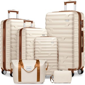 NAYSAYE Bag and Luggage Sets 6 Piece Luggage Set with TSA Lock and Expandable Hardshell for Business Travel, White, 18.5"*12"*30" - 1 of 4