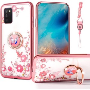 for Samsung A03S Phone Case, for Galaxy A03S Case Cute Clear Pink Butterfly Flower Soft TPU Shockproof Protective Cover - 1 of 4