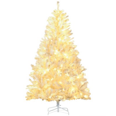 TopComfy Christmas Tree Stand 6FT Prelit Artificial Tree with Auto Open Design for Holiday Decor, White, 43.3"*43.3"*70.8"