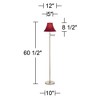 360 Lighting Modern Swing Arm Floor Lamp 60.5" Tall Brushed Nickel Red Silk Dupioni Bell Shade for Living Room Reading Bedroom Office - 4 of 4