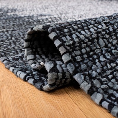 Gray Square Handmade Cowhide Area Rug