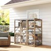 PawHut Catio Outdoor Cat Enclosure, Wooden Cat House with Window Access, 5 Platforms and 2 Resting Boxes, Waterproof Roof for Multiple Cats, Brown - 3 of 4
