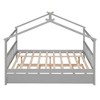 CAVINAS Twin Size Bed Frame, Wooden House Bed with Pull-Out Trundle, House-Shaped Bed for Kids, Teens, Girls, Boys - 2 of 4