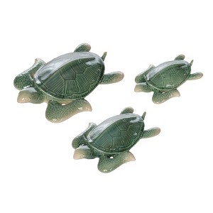 Beachcombers 11.61"H x 4.33"L x 15.35"W Sea Turtle Ceramic Sculptural Wall Art Décor Set of 3 - 1 of 4