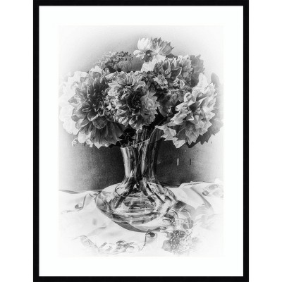 Crystal Art Gallery Florals in Vase Black Print on Clear Framed Wall Decor  11 x 14 Set of 2 