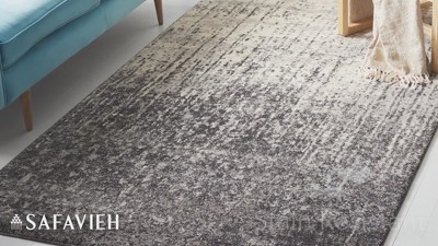 Navy Blue Abstract Shag Synthetic Area Rug