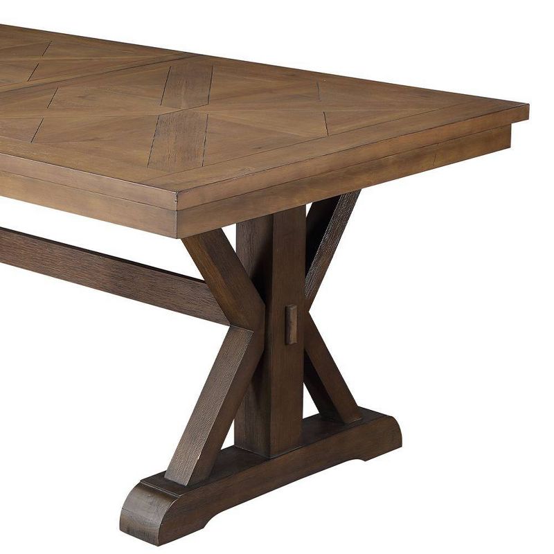 Pascaline 72-96&#34; Dining Tables Gray Fabric, Rustic Brown and Oak - Acme Furniture, 4 of 7
