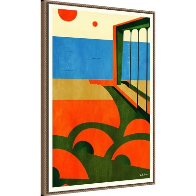 Large Abstract Beaded Framed Canvas Wall Art in Vibrant Colors