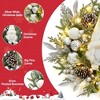 22" PreLit Christmas Wreath with 30 LED Lights, Goblin Decoration, Ball Ornaments & Pinecone Balls, Lighted Wreath for Door Fireplace Decor - 4 of 4