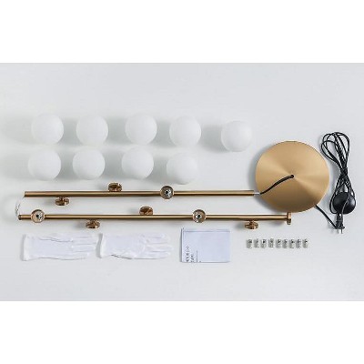 Aurelia Gold 65" Cordless Floor Lamp with Frosted Glass Globes