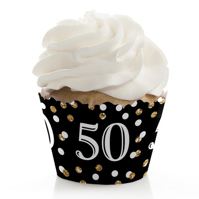 Big Dot of Happiness Adult 50th Birthday - Gold - Birthday Party Decorations - Party Cupcake Wrappers - Set of 12