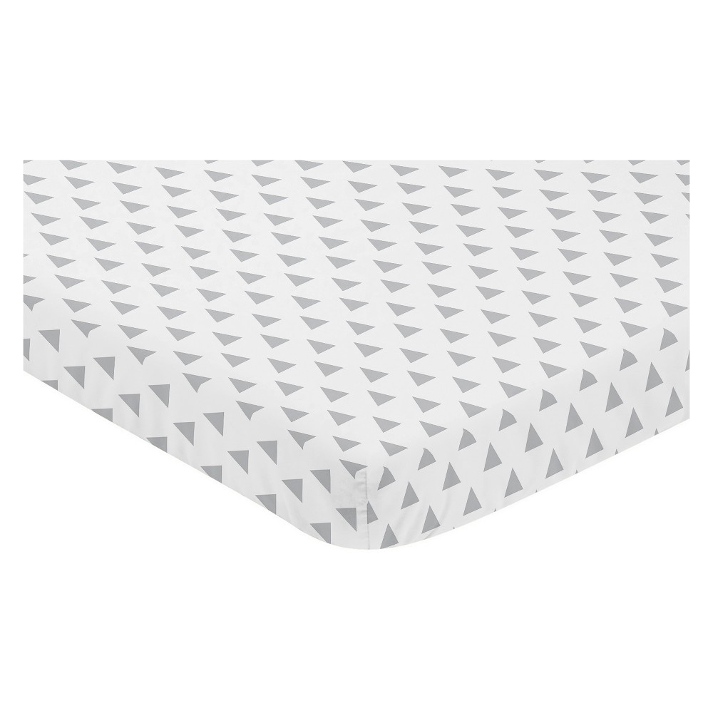Sweet Jojo Designs Mini Fitted Sheet - Earth and Sky Triangle - Gray -  75003559