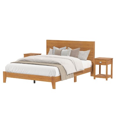 Galano Layton 3-piece Amber Walnut Queen Wood Bedroom Set With ...