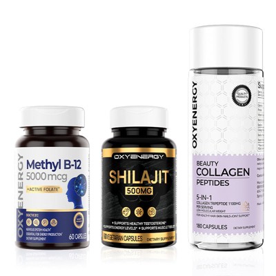 OXYENERGY Methyl B12, Advanced Collagen & Shilajit 500mg Bundle