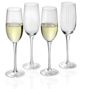 Slickblue Crystal Clear Ribbed Optic Champagne Flutes - 8 oz, Set of 4 - 1 of 4