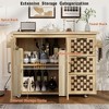 Whisen Woven Checkerboard Pattern Design Kitchen Island with Drop Leaf, Rolling Kitchen Island on Wheels - Natural - 4 of 4