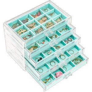 5 Layers Earring Holder Organizer Jewelry Box with 5 Drawers, Acrylic Clear Earring Case with - 1 of 4