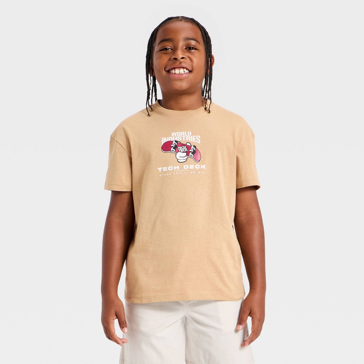 Boys' Tech Deck Front and Back Graphic Short Sleeve T-Shirt - Light Brown