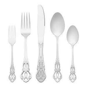 REGALWOVEN Stainless Steel Floral Modern Flatware Cutlery Set Silverware Set 20 Piece - 1 of 4