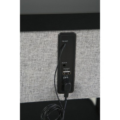 Gray and Black Wood Metal Accent Table with Speaker