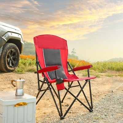 High Back Heavy Duty Lawn Chair Support 250Lbs, Portable Collapsible Chair With Cup Holder, Camping Chair Folding For Outdoor-Cuddlewood