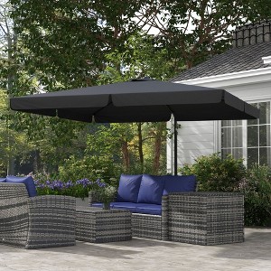 CAVINAS 10 FT Patio Umbrella with Base Square Deck Umbrella with Base for Poolside and Outdoor, Gray - 1 of 4