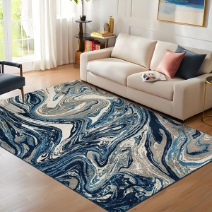Washable Modern Abstract Rug Non Slip Low Pile Rug Soft Contemporary Throw Floor Cover Foldable Indoor Carpet for Living Room Bedroom Playroom - 1 of 4