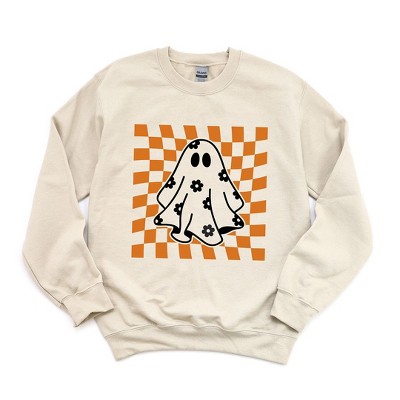 Simply Sage Market Women's Graphic Sweatshirt Checkered Flower Ghost
