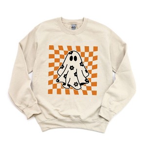 Simply Sage Market Women's Graphic Sweatshirt Checkered Flower Ghost - 1 of 4