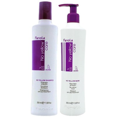 Fanola NO-YELLOW Shampoo & Mask DUO SET (11.83 oz) Care Purple Hair Cleanser & Conditioner Kit, Extra Violet Pigment Formula
