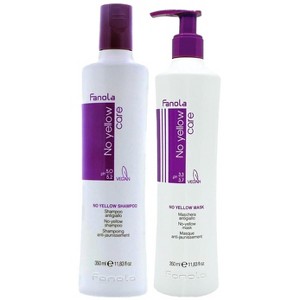 Fanola NO-YELLOW Shampoo & Mask DUO SET (11.83 oz) Care Purple Hair Cleanser & Conditioner Kit, Extra Violet Pigment Formula - 1 of 1