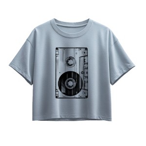 Girls' - Instant Message - Big Cassette Tape Short Sleeve Boxy Graphic T-Shirt - 1 of 3