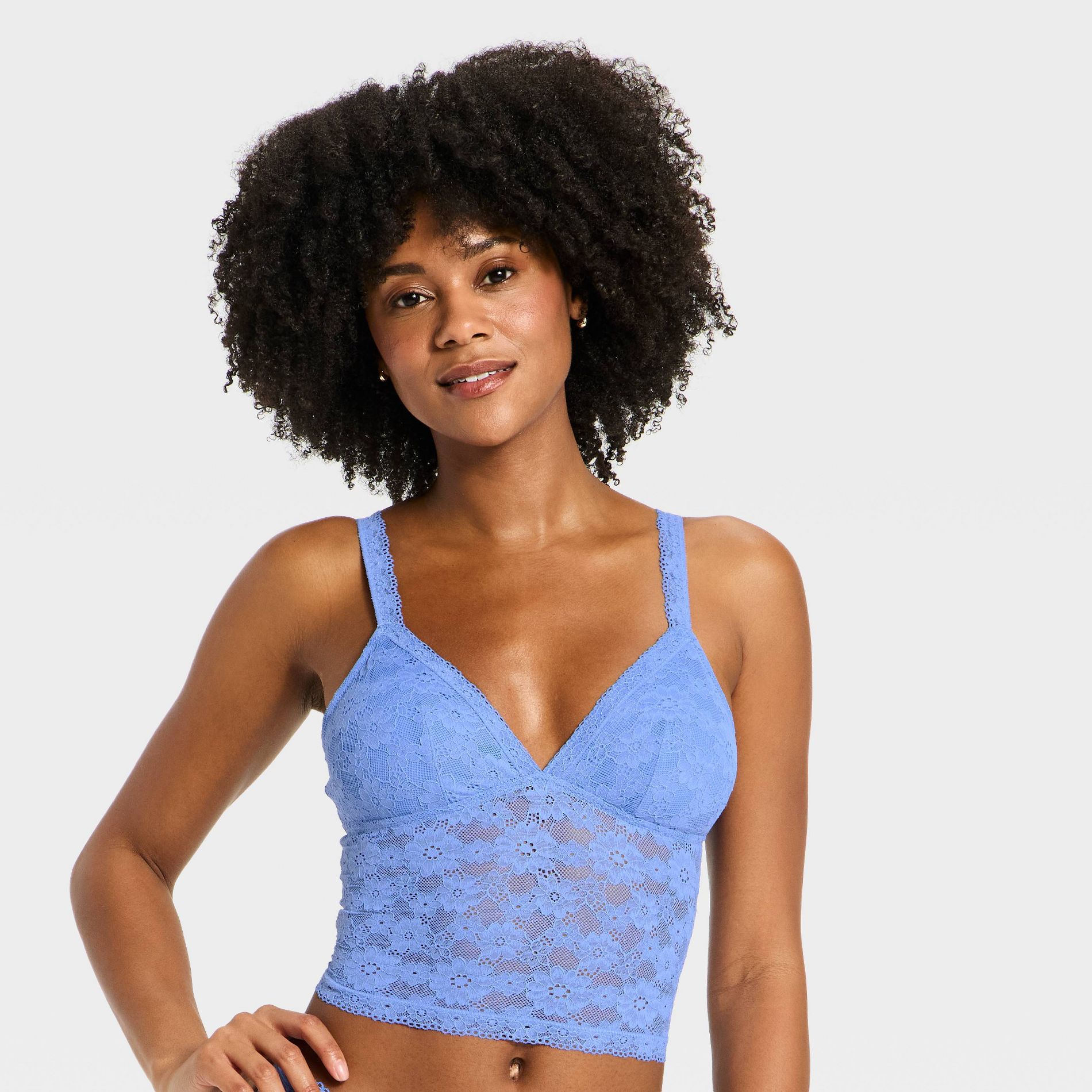 Women's Cloud Soft Lace Bra Top - Auden™ Light Blue XL