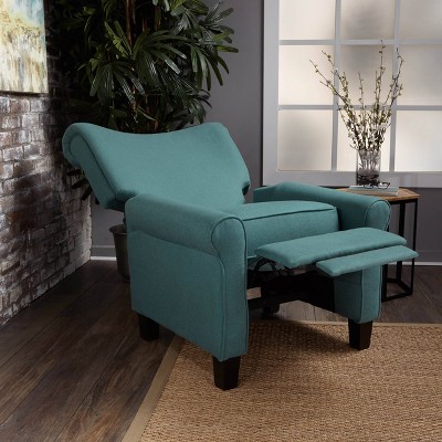 Thelma Dark Teal Fabric Recliner with Birch Legs
