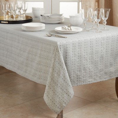 Gray Stitched Line Design Fabric Tablecloth