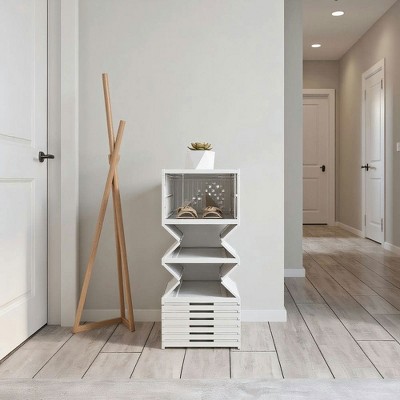 Resenkos Stackable Plastic Shoe Boxes 10-Pack - Foldable, Clear Door, No Assembly, Fits Size 10, White