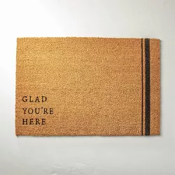 23"x35" Glad You're Here Coir Doormat Black/Tan - Hearth & Hand™ with Magnolia