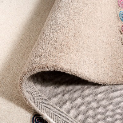 Ivory and Beige Handmade Tufted Wool 4' x 6' Rug