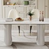 CENGHU Rectangular Stretch Dining Table for 6 People, Thick Sintered Stone Composite Tempered Glass Top Kitchen Table with Carbon Steel Base - 3 of 4