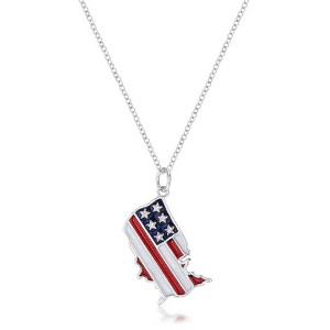 ShineHigh Patriotic Rhodium-Plated Necklace – Red, White, and Blue Enamel Charms with CZ Accents – Heart, Balloon, Bow Tie, and U.S. Map Designs - 1 of 1