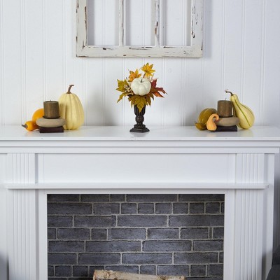 13-inch Fall Pumpkin and Berries Artificial Arrangement in Decorative Urn