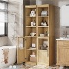 70" Narrow Storage Cabinet Freestanding Floor Unit with Door Open Shelves, Ideal Space-Maximizing Organizer for Bath, Kitchen ,Living Room - 3 of 4