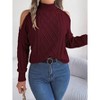 Clearlove Women's Off The Shoulder Sweater Cable Knit Long Sleeve Ribbed Fall Going Out Sweater Pullover - 4 of 4