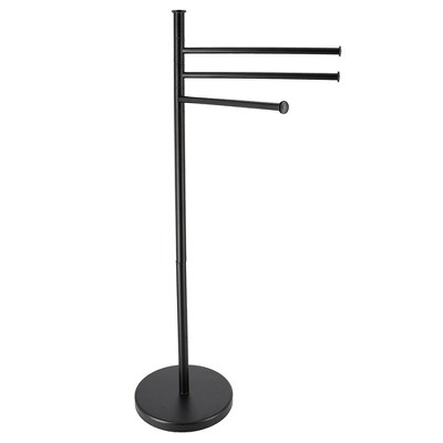 Evideco French Home Goods Freestanding 3-Arm Towel Rack in Black Steel