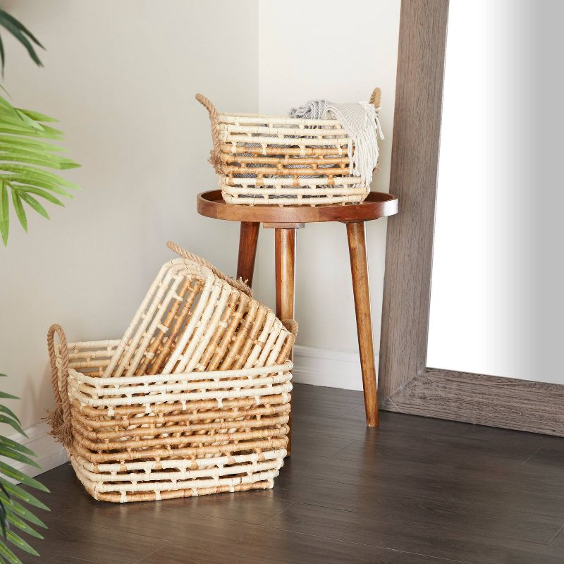 Set of 3 Contemporary Sea Grass Storage Baskets Brown - Olivia &#38; May, 1 of 9